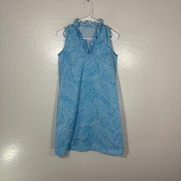 J McLaughlin Dress Womens XS Paisley Sleeveless Ruffle Collar Pockets - Picture 1 of 8
